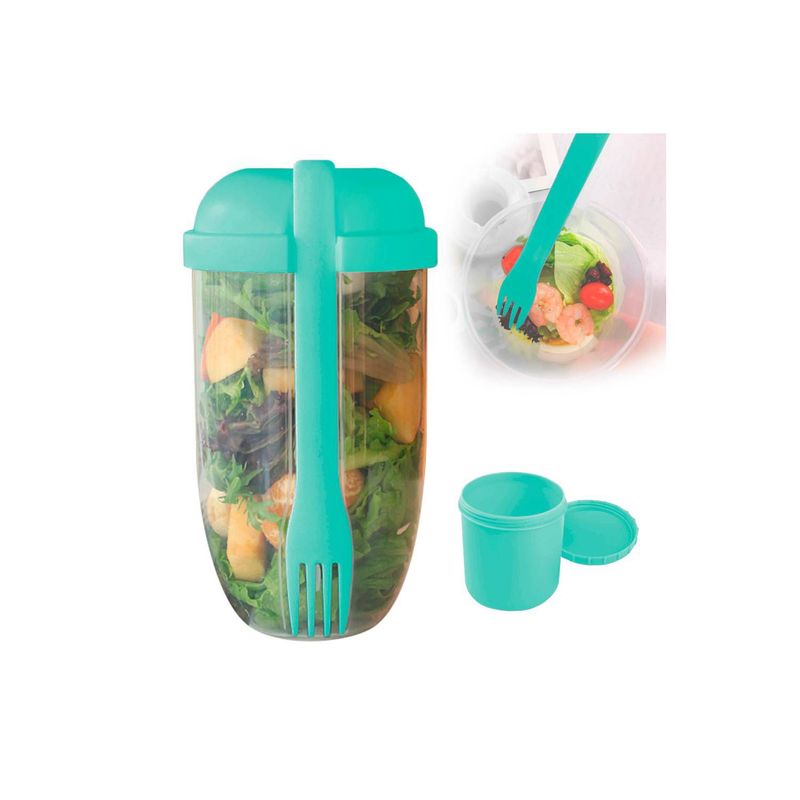 GENERICO - Vaso para Ensalada con  aderezo VERDE AGUA