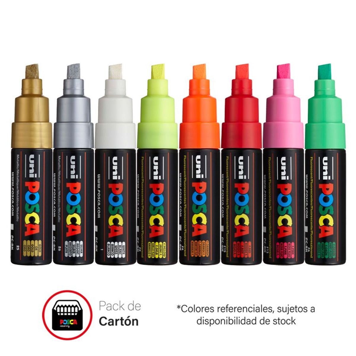 POSCA - POSCA Pack PC-8K8P Estuche X8 Fluorescente