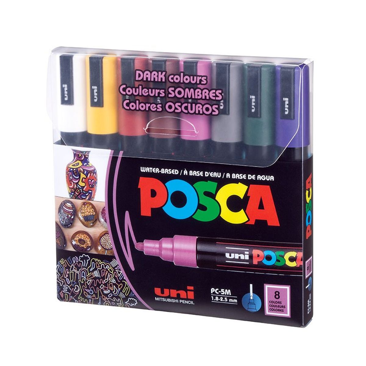 POSCA - POSCA Pack PC-5M 8C Dark Color Nueva Presentación X8   