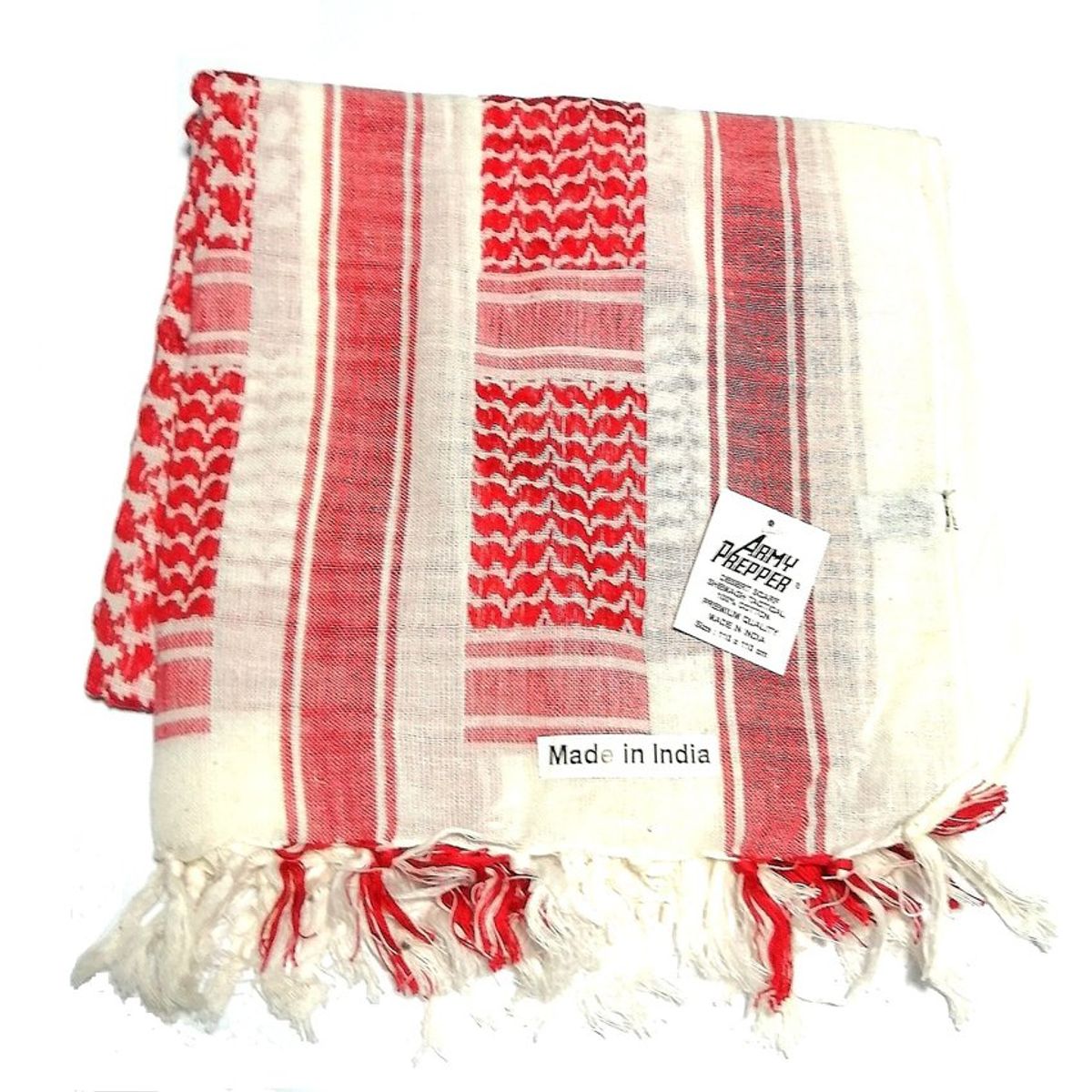 ARMY PREPPER - Bufanda  MULTIPROPOSITPO 100% algodón  rojo con blanco trekking_.