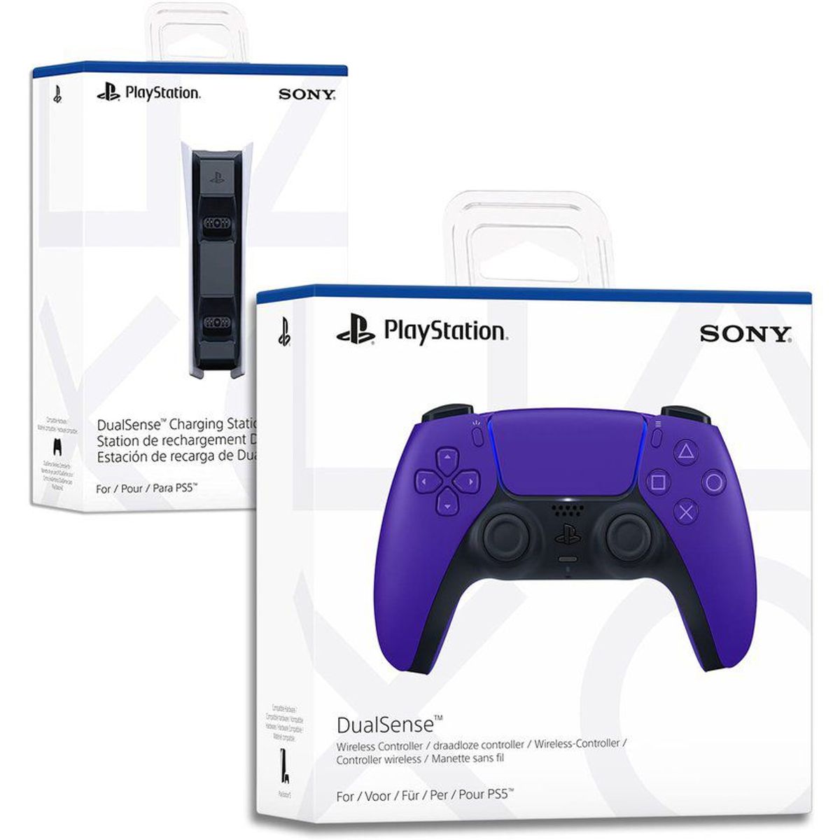 SONY - Mando ps5 dualsense morado + estacion de carga