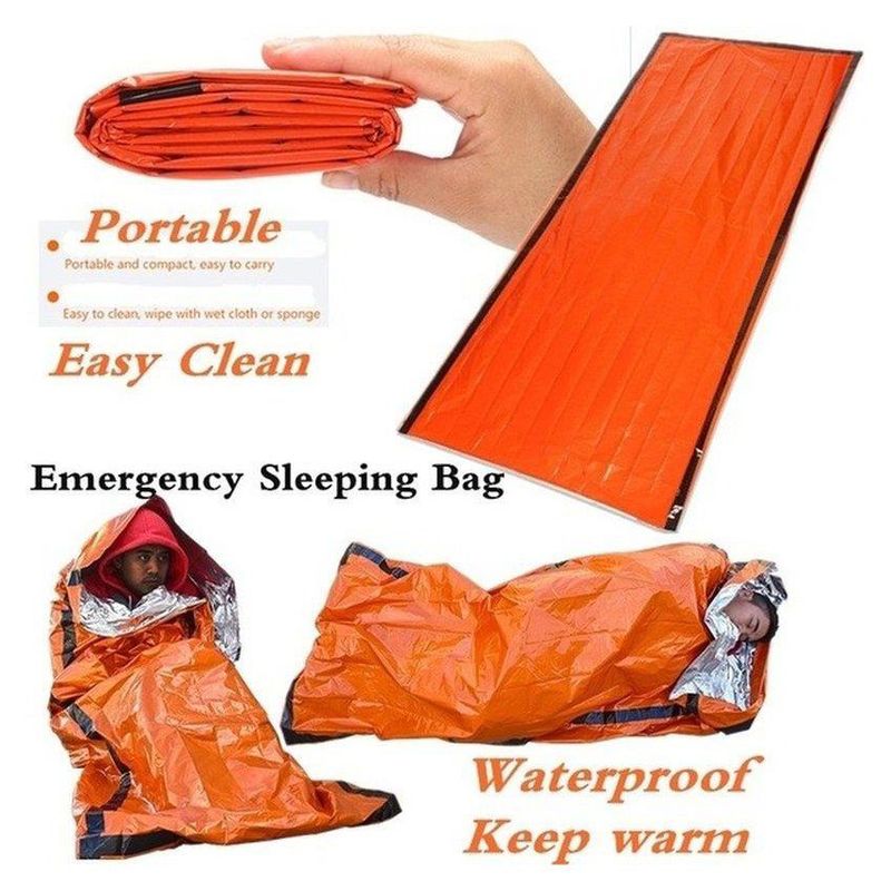 GENERICO - Sleeping bolsa térmica supervivencia aluminio  naranja
