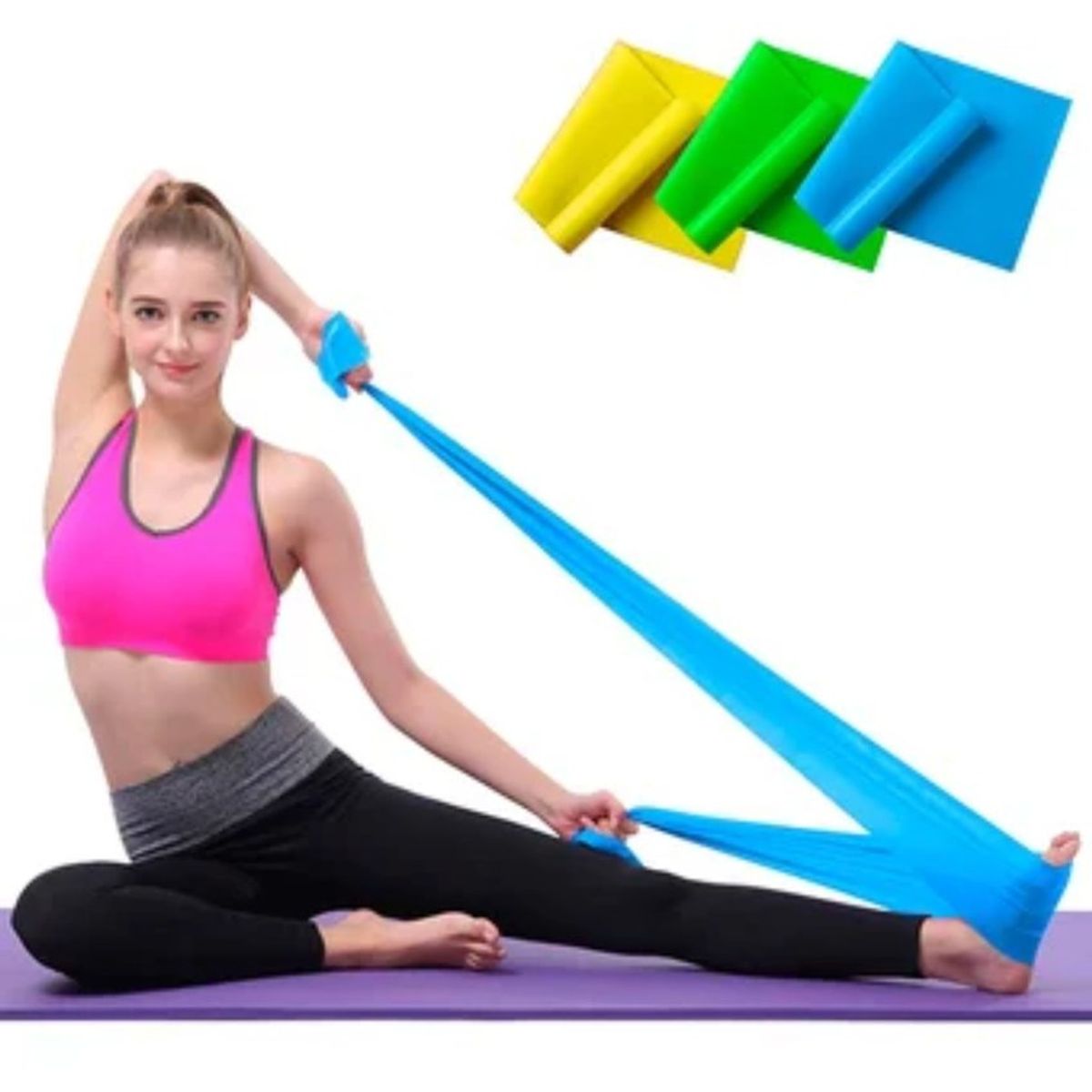 GENERICO - Set 3 bandas elasticas de resistencia ejercicio y terapias