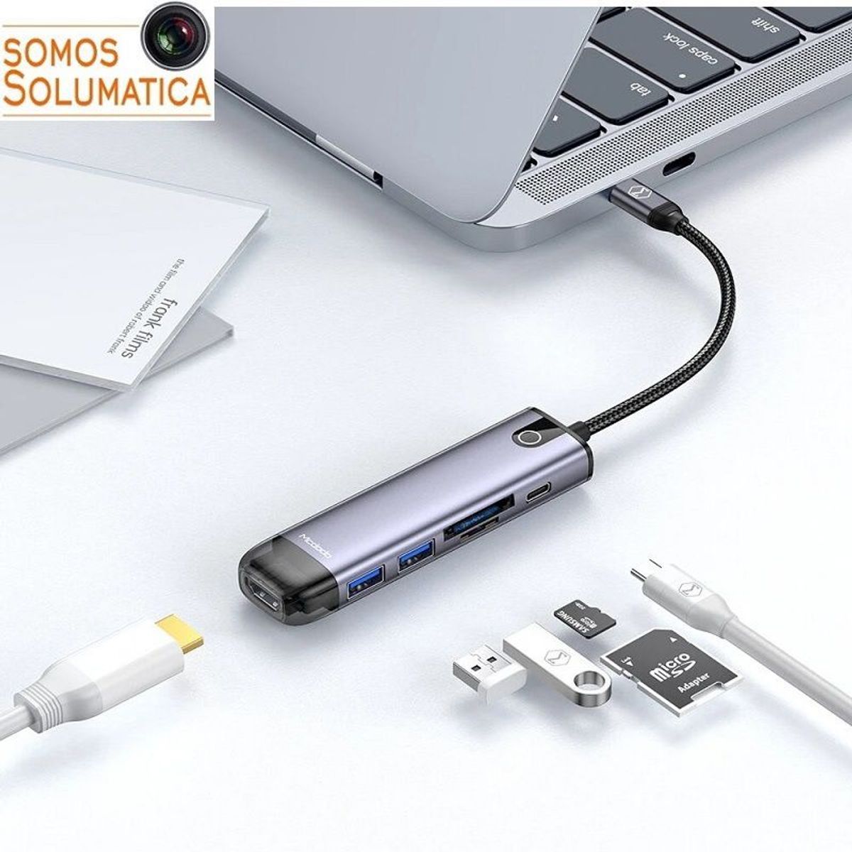 MCDODO - Hub Tipo C Adaptador 6 En 1 - Hdmi 4k Usb Y Microsd - Mcdodo