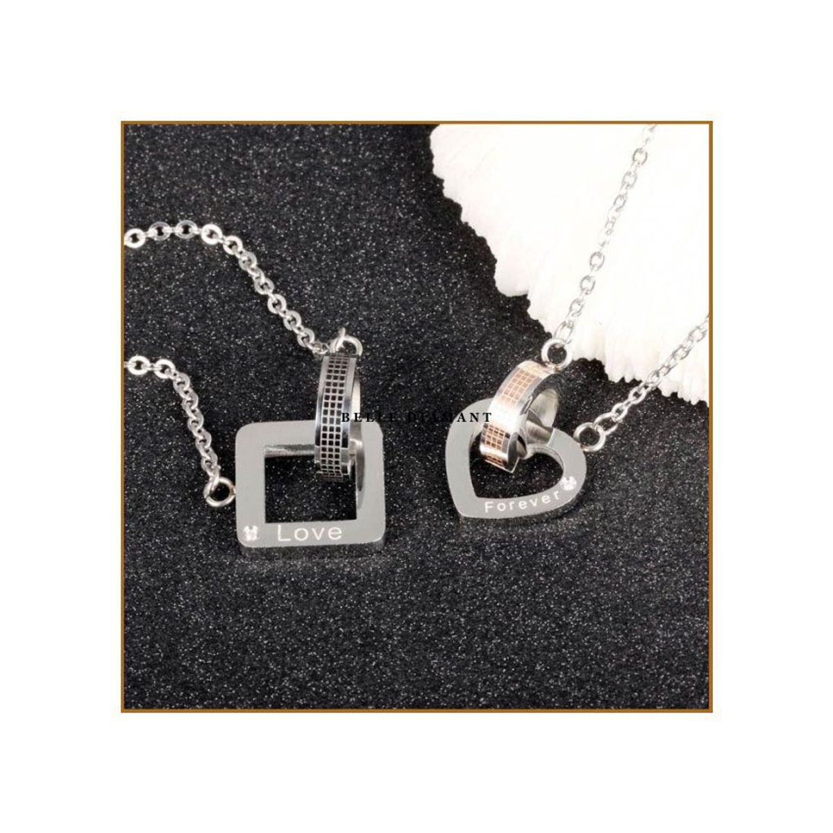 GENERICO - Collar para parejas - acero inoxidable - unión