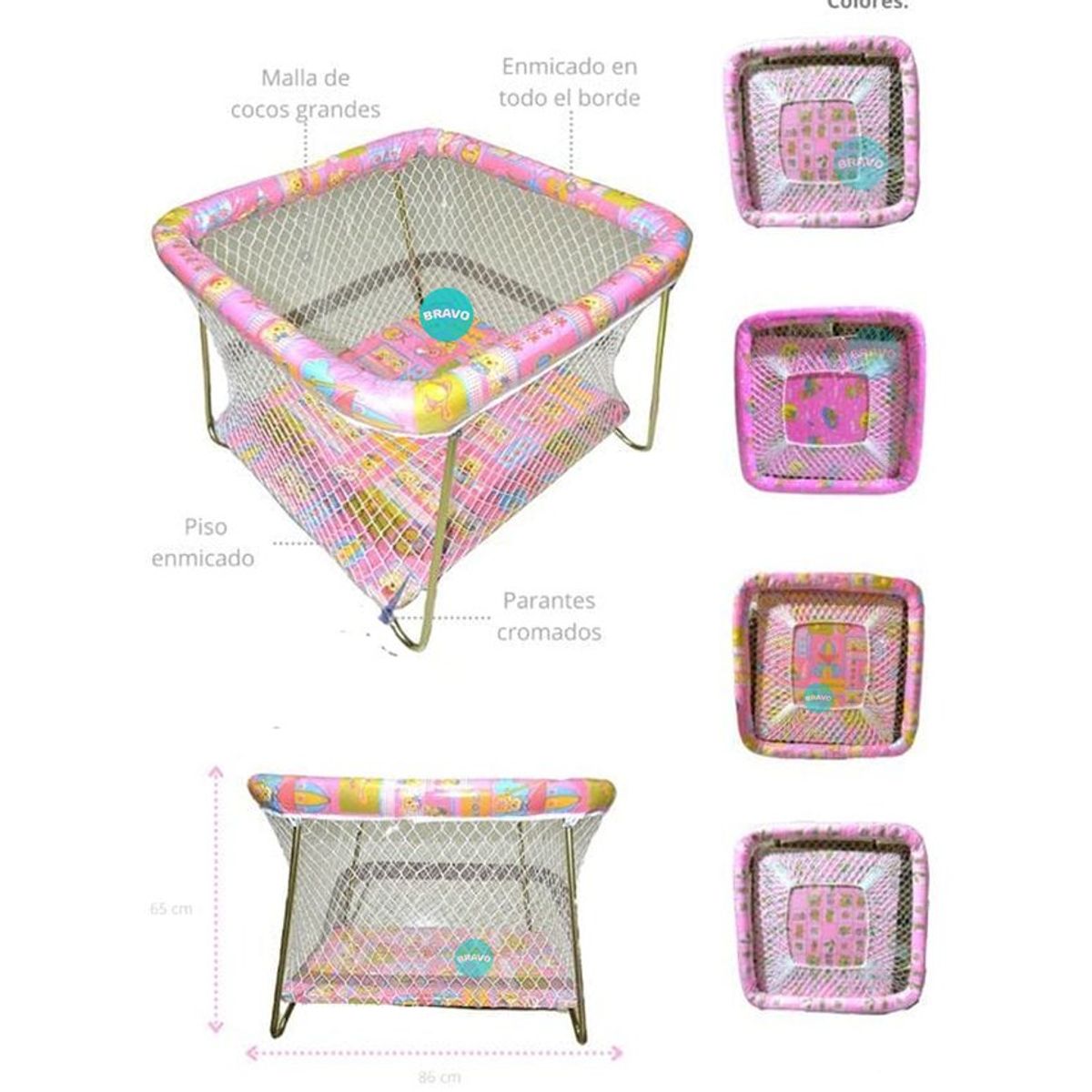 GENERICO - Corral Para Bebes Acolchado Economico Cambrel Nacional Rosa
