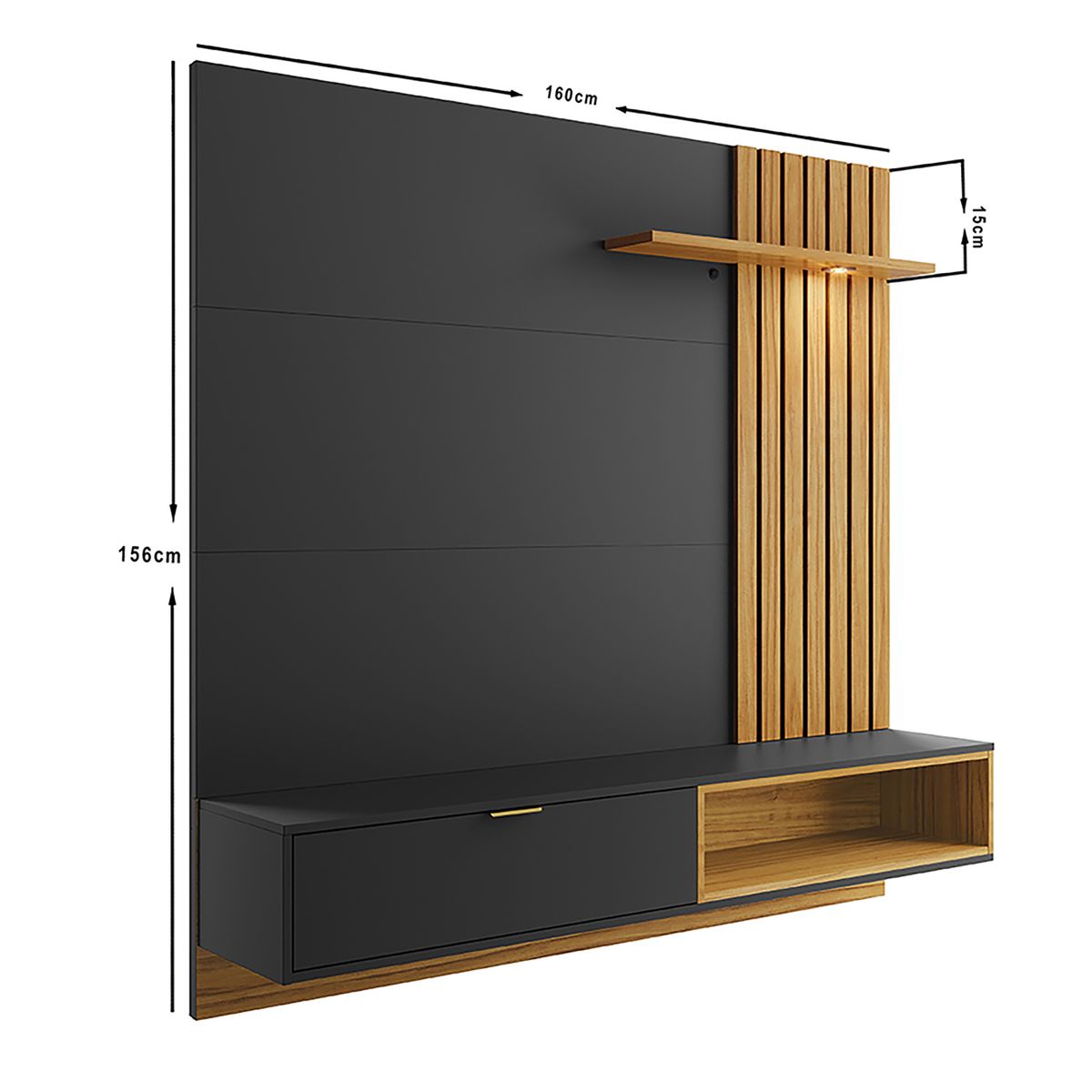 PAZART MUEBLES - Centro de Entretenimiento Panel Maui Negro 65