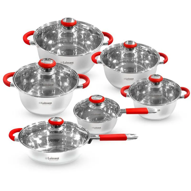 LUISSANT - Juego De Ollas De Acero Inoxidable 12Pz Luissant