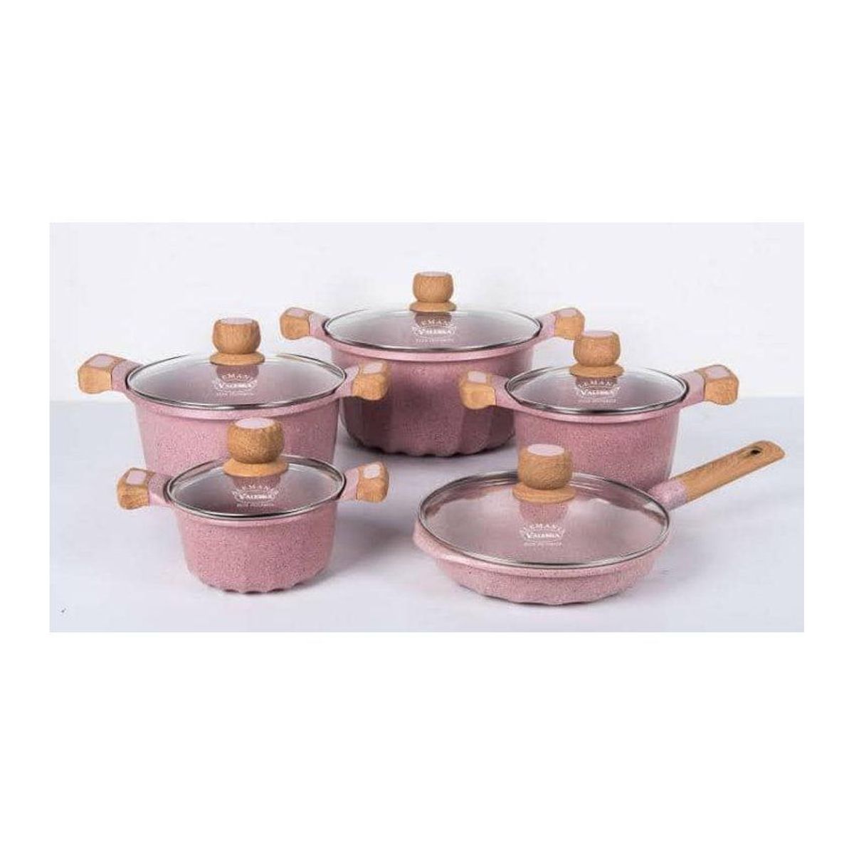 VALESKA - Juego De Ollas Roca Volcanica  12 Piezas Valeska