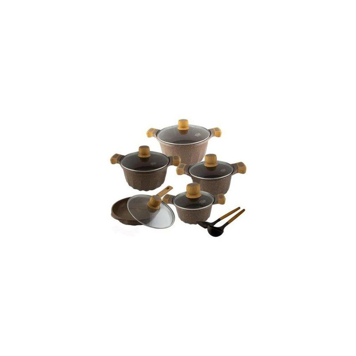 VALESKA - Juego De Ollas Roca Volcanica  12 Piezas Valeska