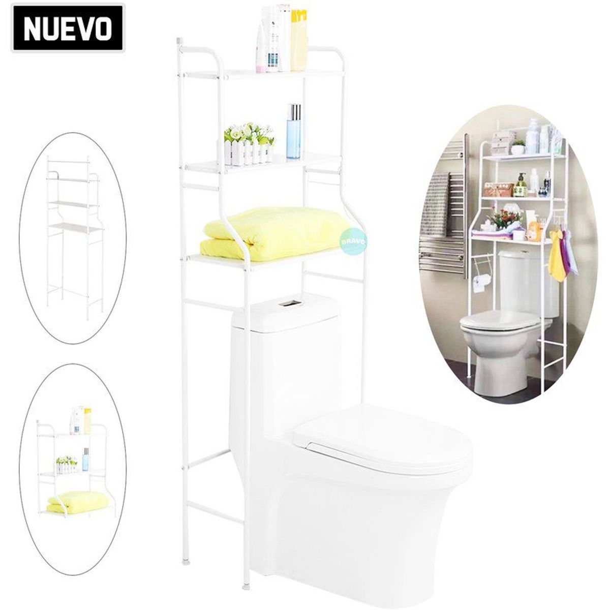 GENERICO - Estante Organizador De Baño 3 Niveles Sobre El Inodoro