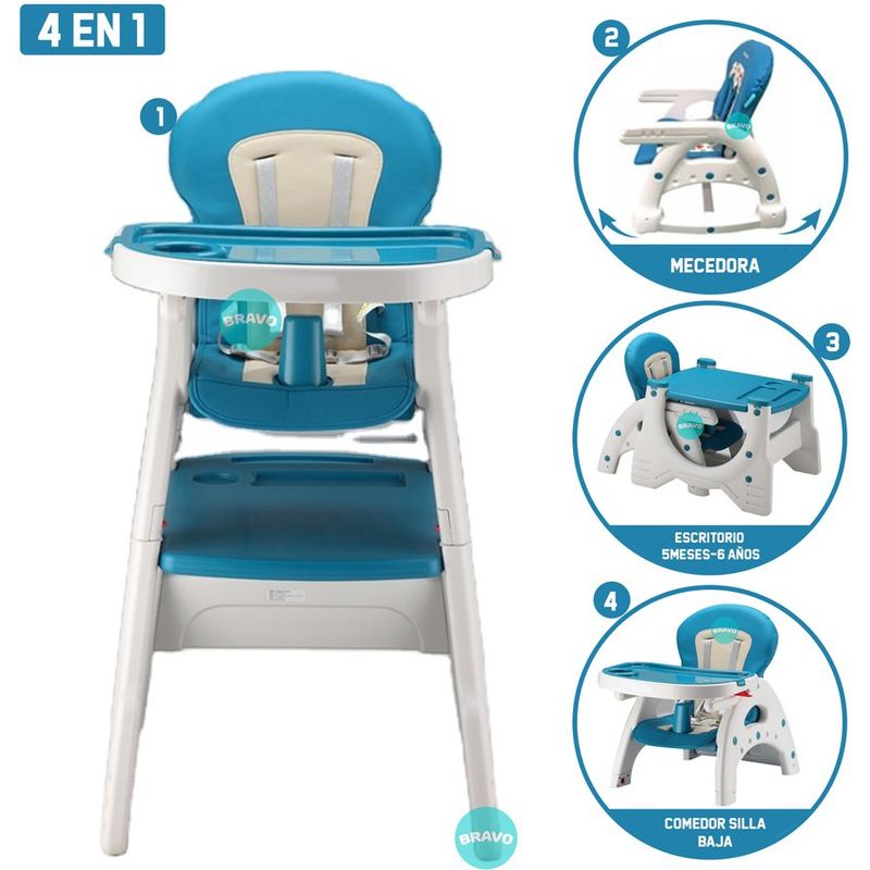 GENERICO - Silla Comedor para Bebé4en1 Carpeta Escritorio Mesa Mecedor