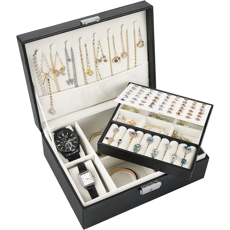 OEM - Organizador de joyas para mujeres y niñas, 2 capas de piel