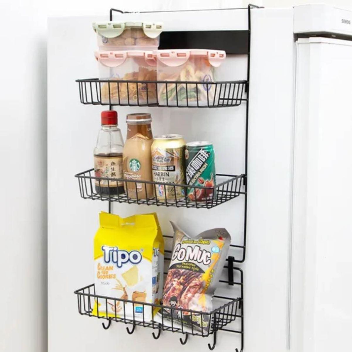 GENERICO - Organizador de Refrigerador Colgante Condimentos Estante Cocina Negro