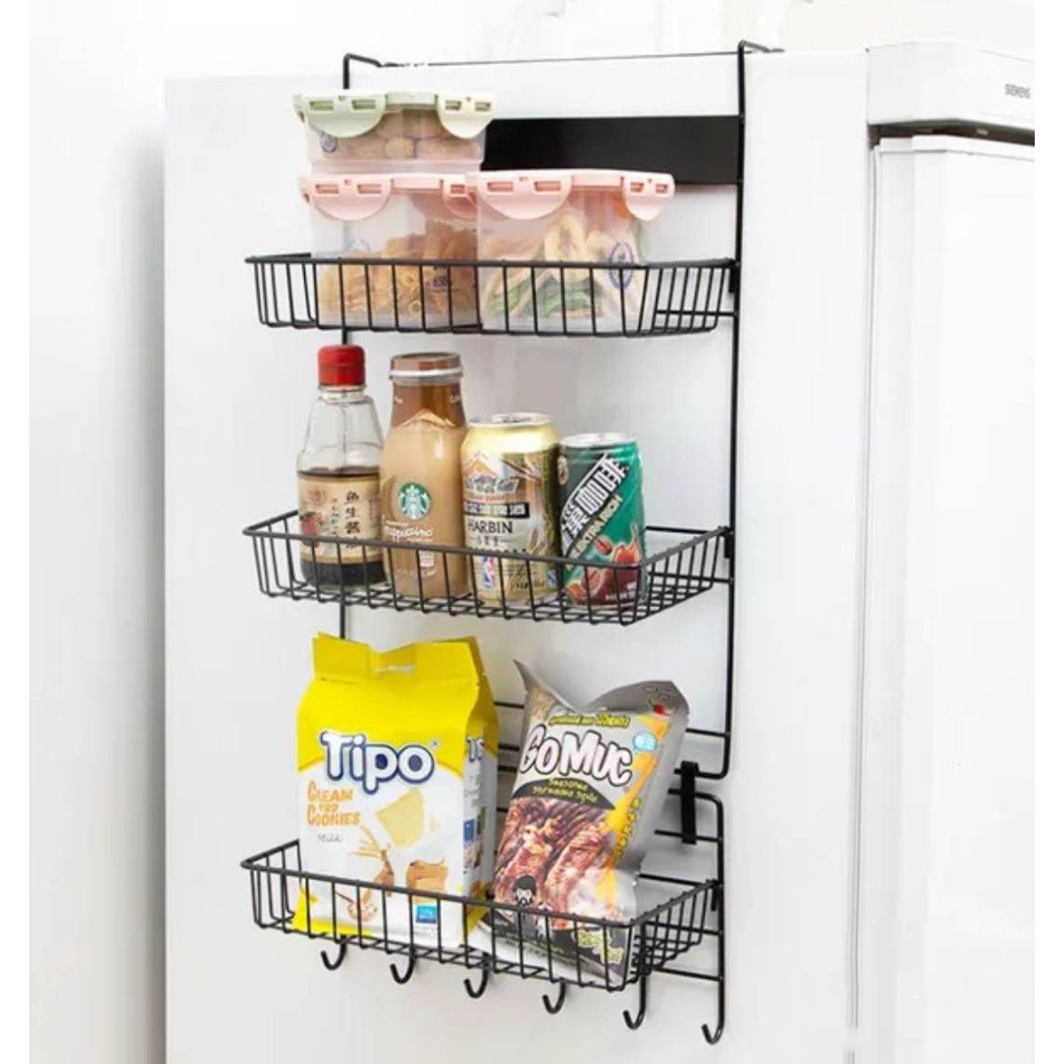 GENERICO - Organizador de Refrigerador Colgante Condimentos Estante Cocina Negro
