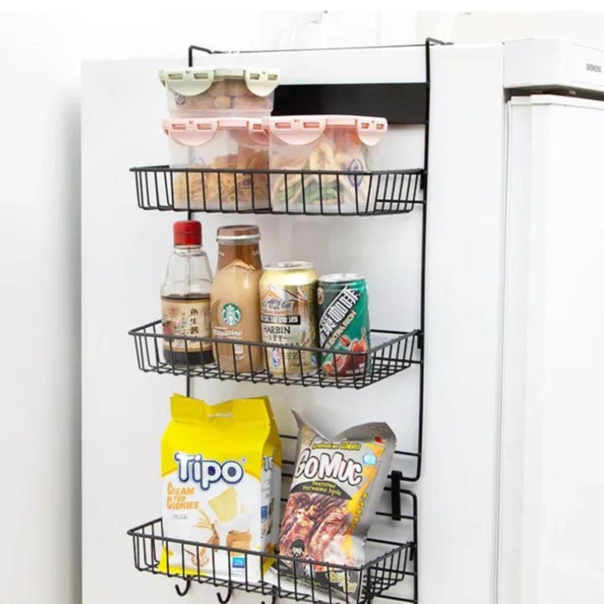 GENERICO - Organizador de Refrigerador Colgante Condimentos Estante Cocina Negro