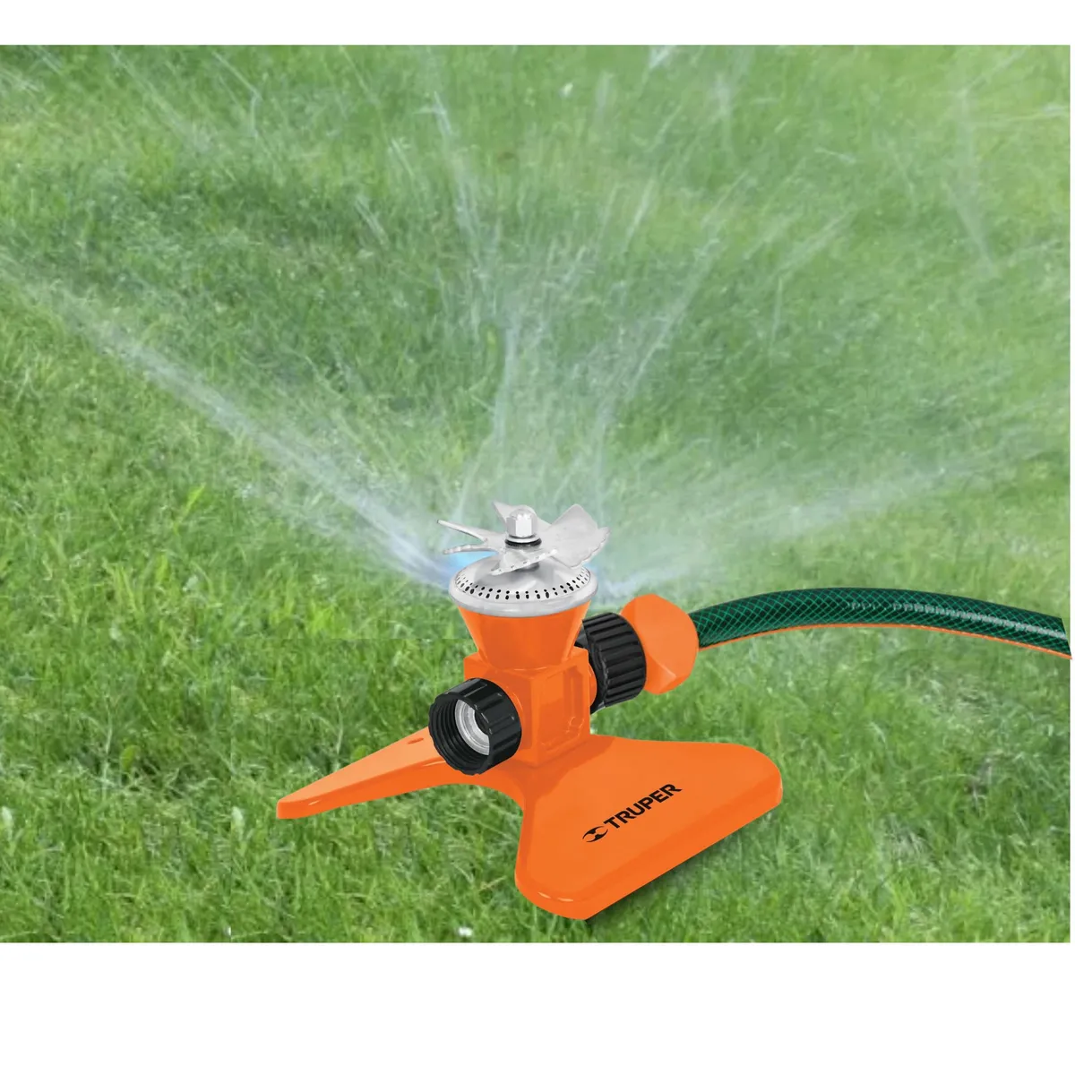 TRUPER - Regador Aspersor mariposa de riego base de acero con aspas Truper
