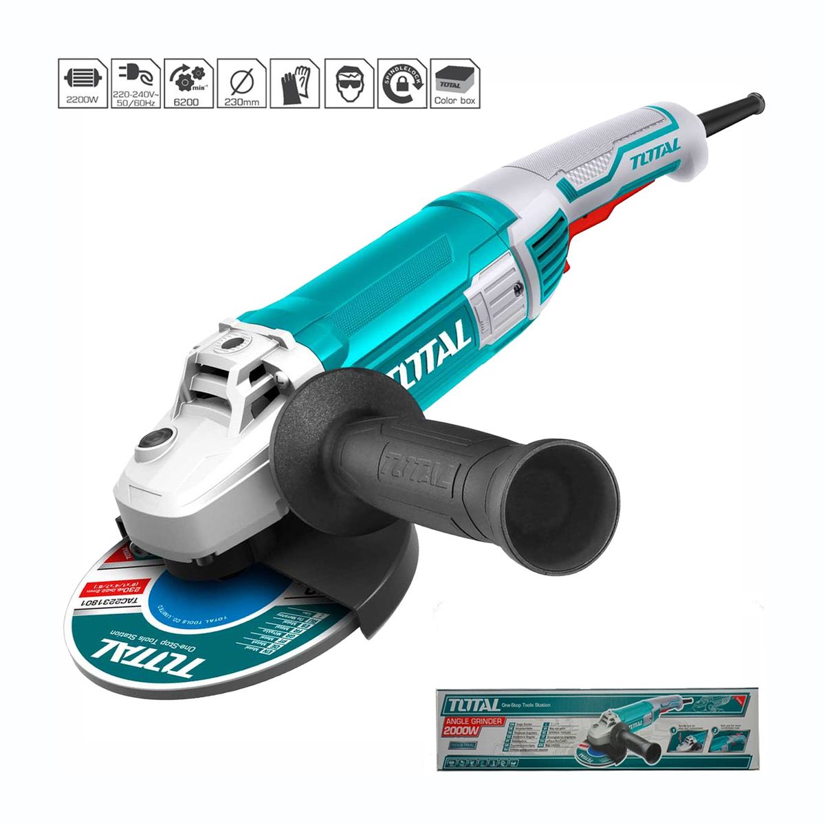 INGCO TOOLS - AMOLADORA ANGULAR 2200W ESMERIL CORTADORA 9 TOTAL - TG12223026