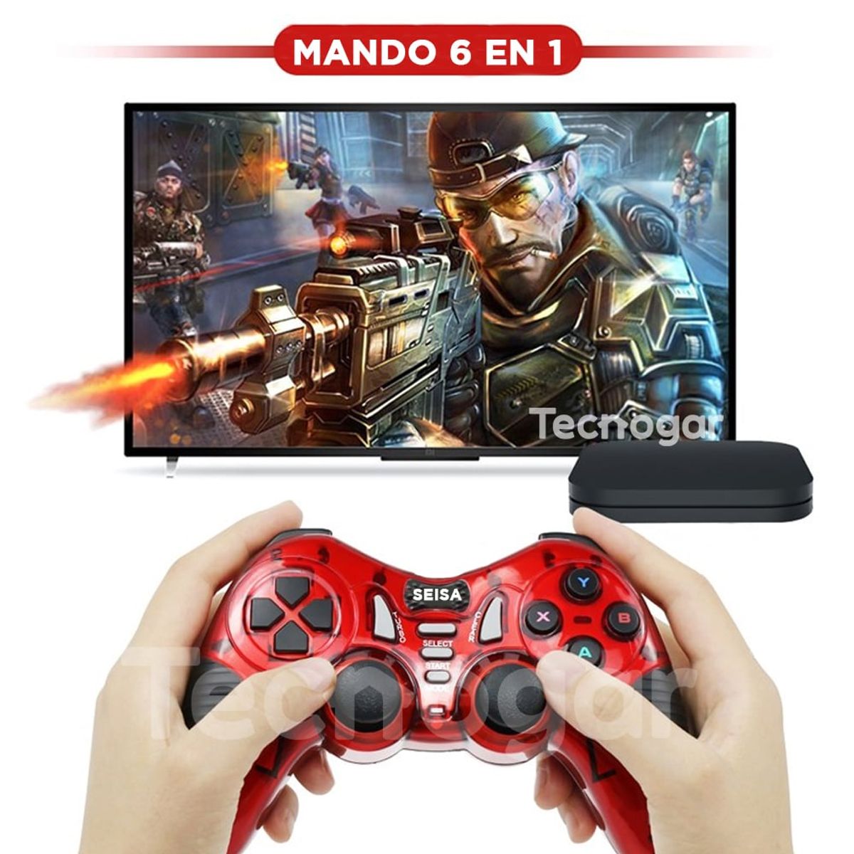SEISA - Mando 6 En 1 Seisa SJ-913 para Android / PC / PSII / PSIII / Xbox Rojo