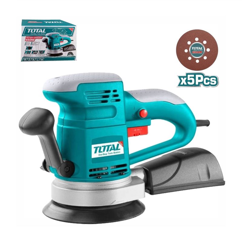 TOTAL TOOLS - LIJADORA ROTO ORBITAL 450W + 5 LIJAS ELÉCTRICA TOTAL - TF2041506