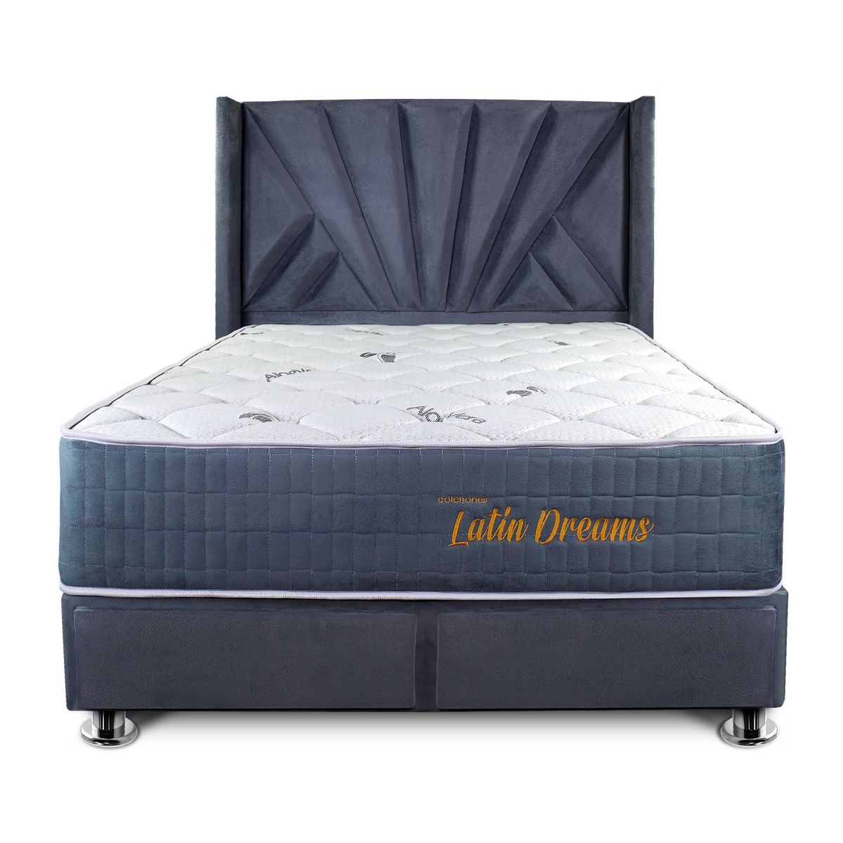 COLCHONES LATIN DREAMS - Dormitorio Kamári 2 Plz con Cajones + 2 Almohadas Visco + Protector