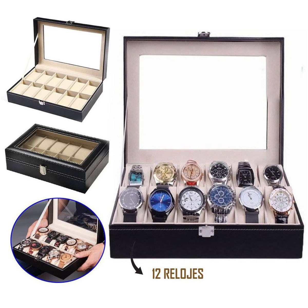 SM - Organizador de Relojes 12 Compartimientos