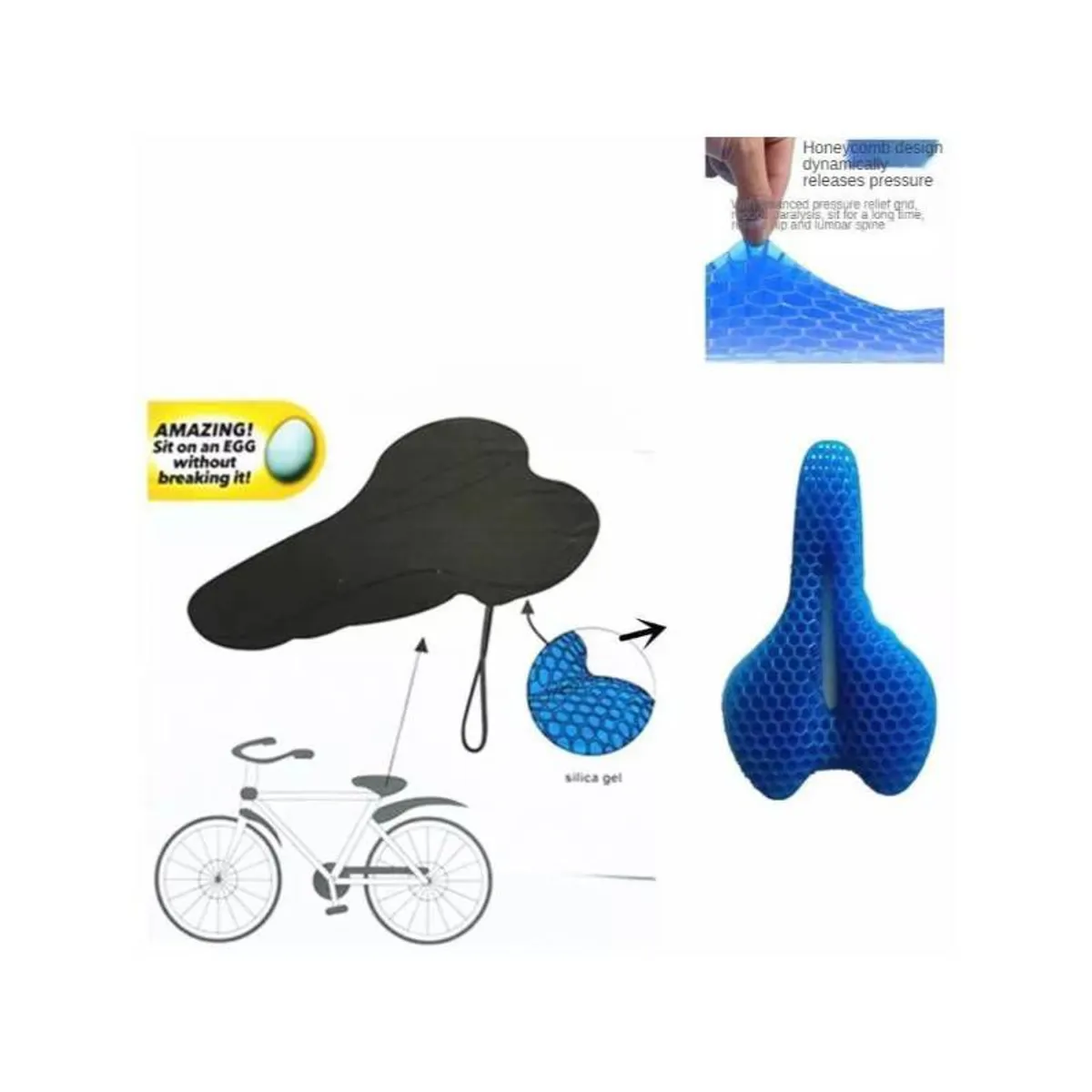 GENERICO - Cojín para Bicicleta Asiento de Gel Funda Silicona Ciclismo