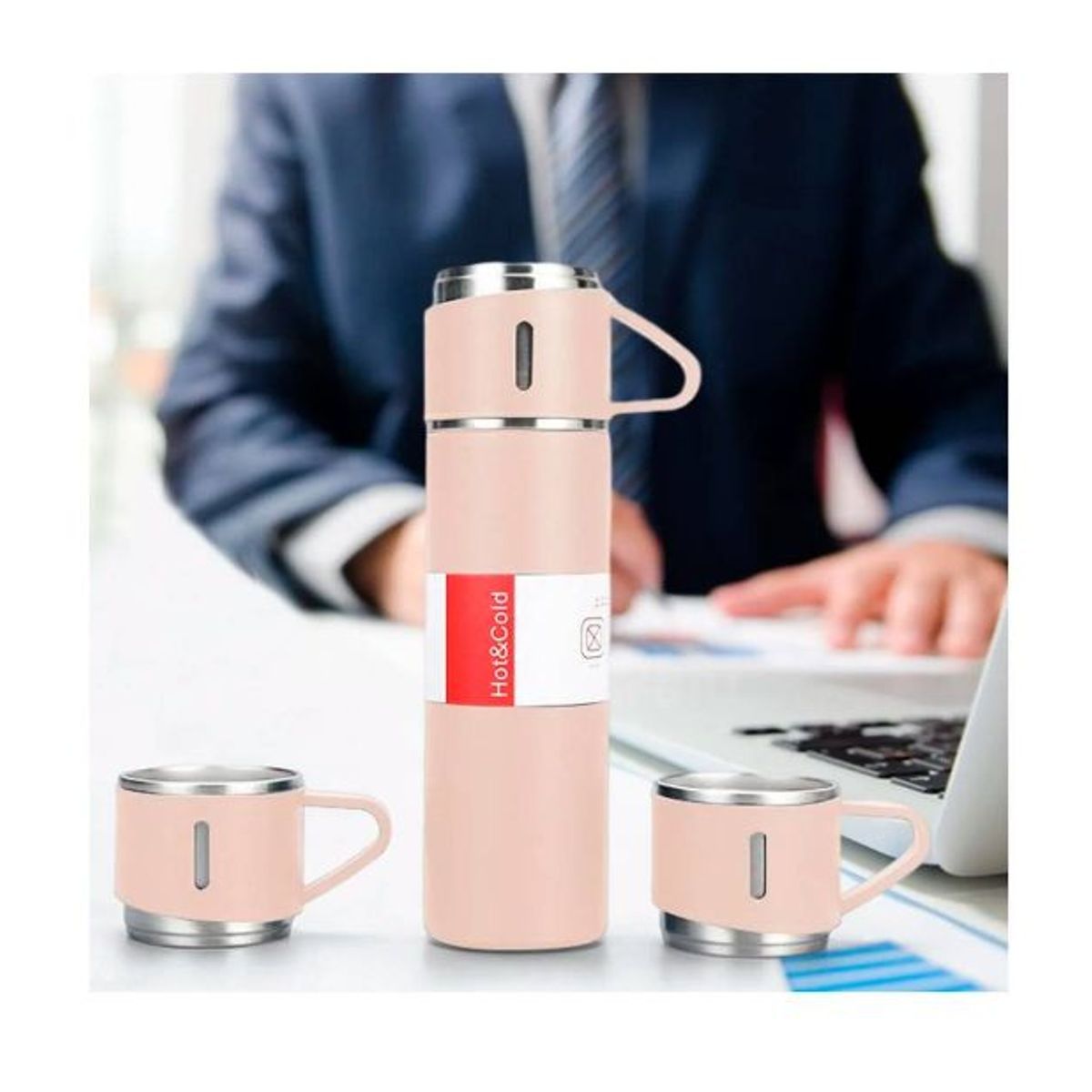 GENERICO - Termo de Acero Inoxidable Rosado 500ml