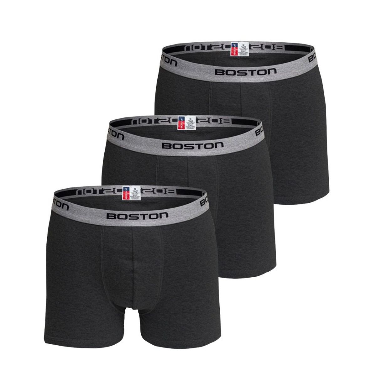 BOSTON - Pack x3 Bóxer Boston Corto Plomo Oscuro