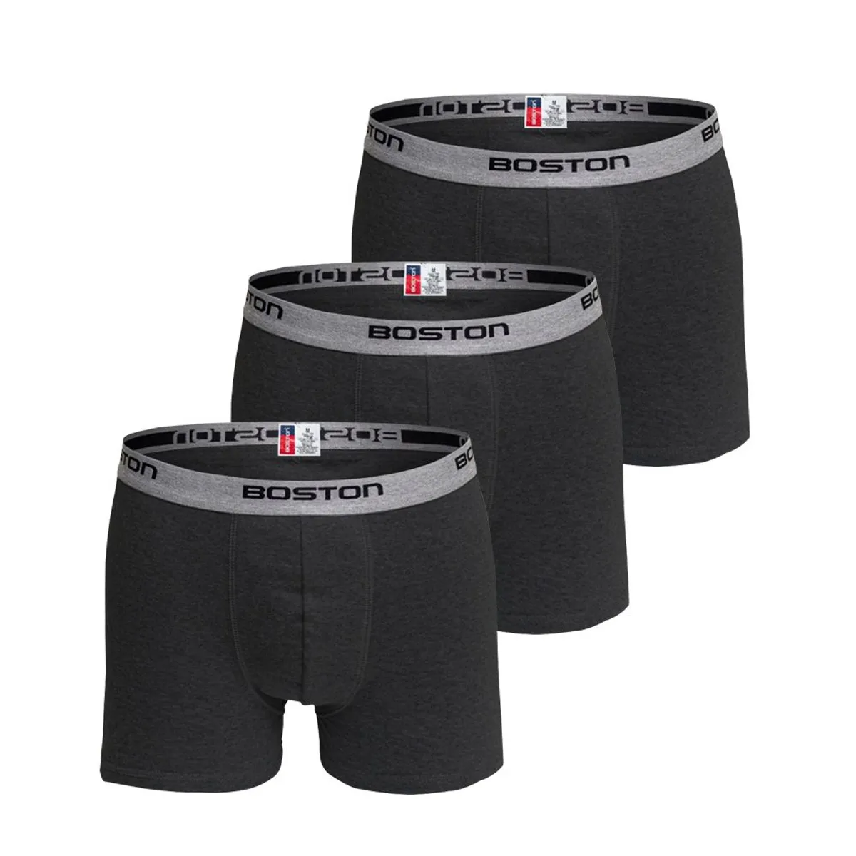 BOSTON - Pack x3 Bóxer Boston Corto Plomo Oscuro