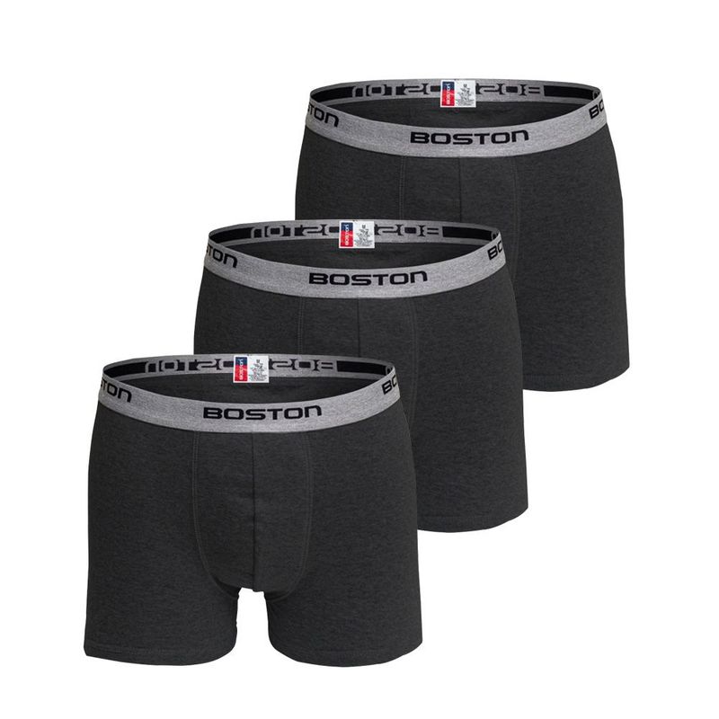 BOSTON - Pack x3 Bóxer Boston Corto Plomo Oscuro