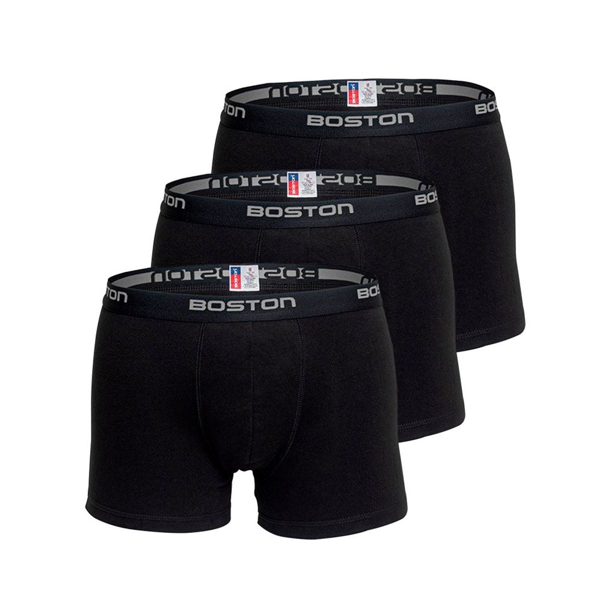 BOSTON - Pack X3 Bóxers Boston 742 Negro-Algodón-Deportivo