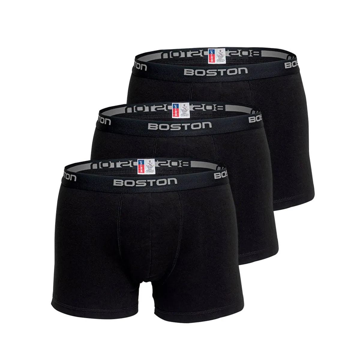 BOSTON - Pack X3 Bóxers Boston 742 Negro-Algodón-Deportivo