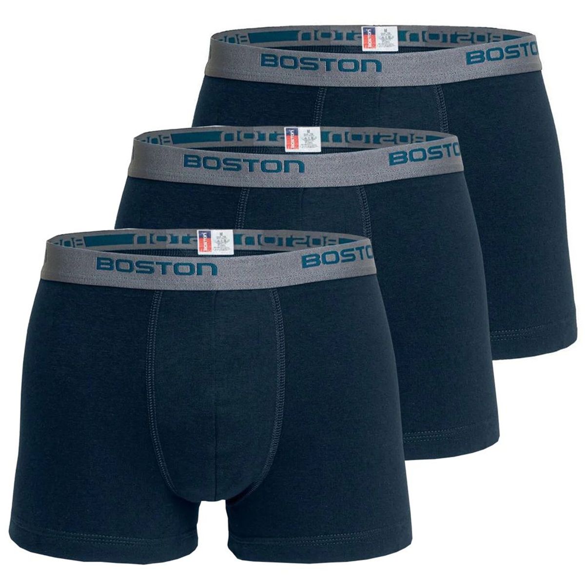 BOSTON - Pack x3 Bóxer Boston Corto Azul Acero