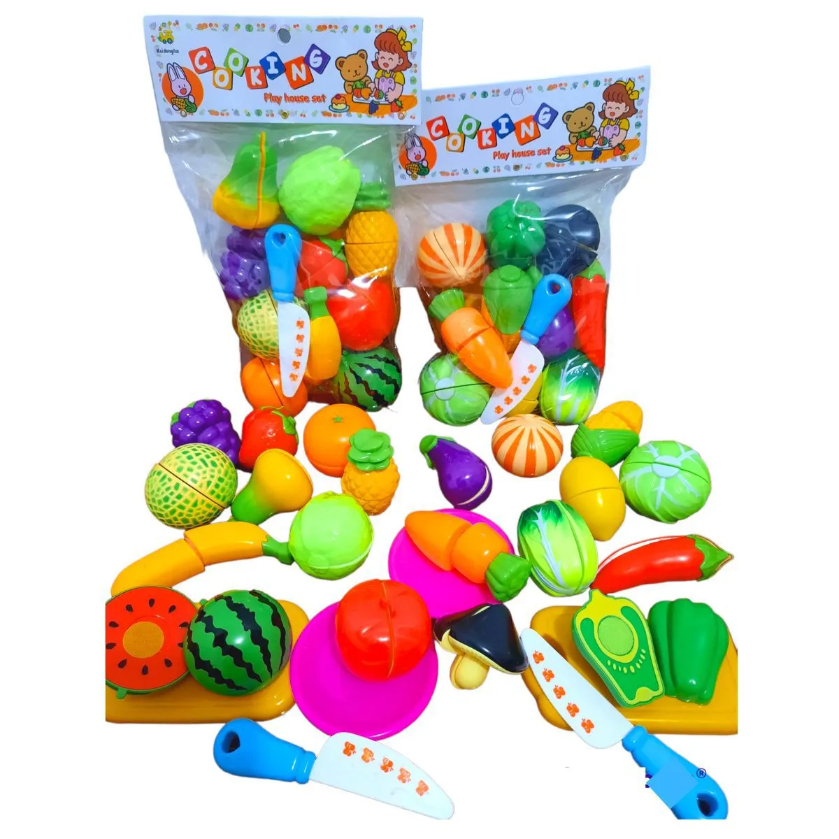 GENERICO - PACK FRUTAS Y VERDURAS PARA CORTAR DIDACTICO PARA NIÑOS