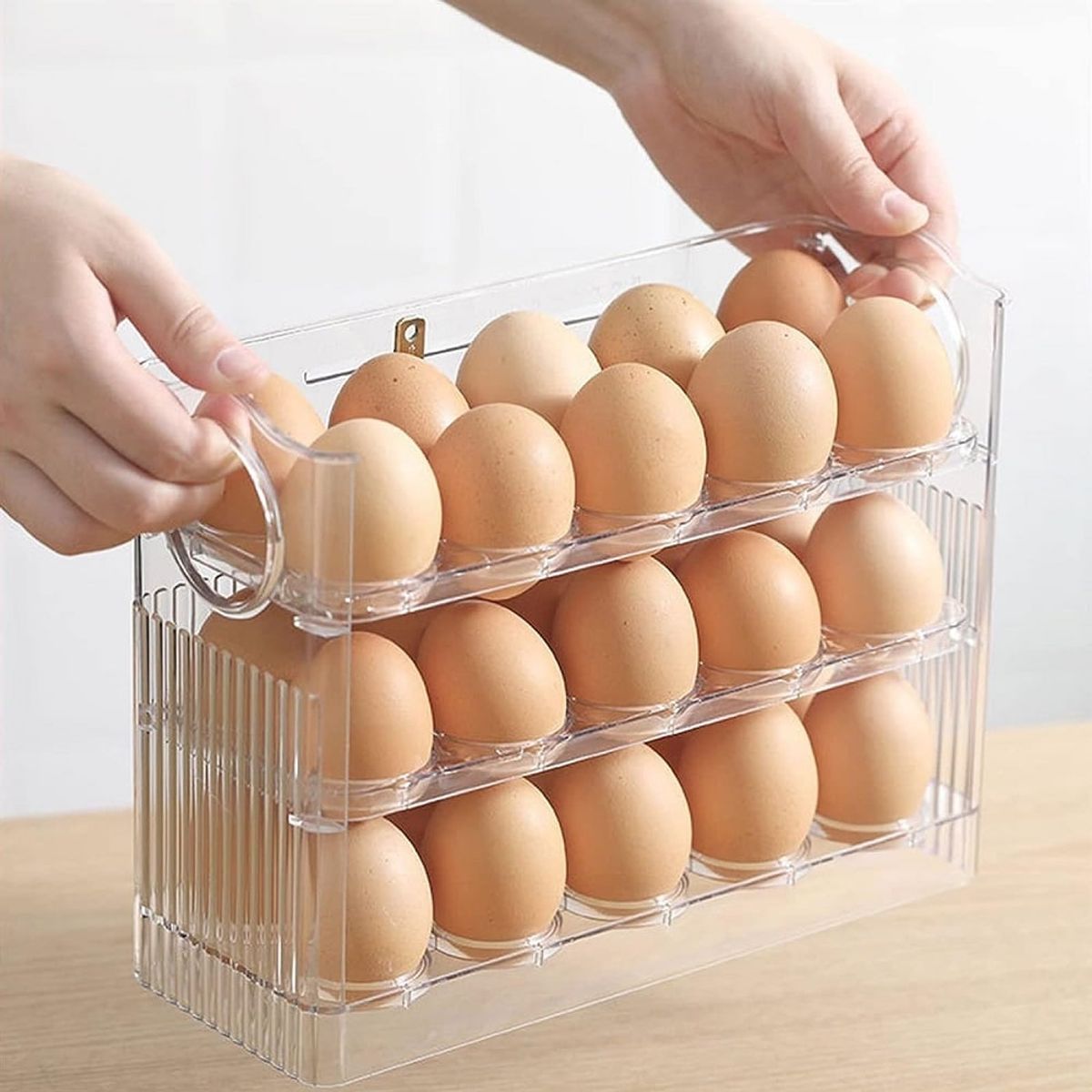 GENERICO - Porta huevos 3 niveles organizador de 30 huevos - Blanco