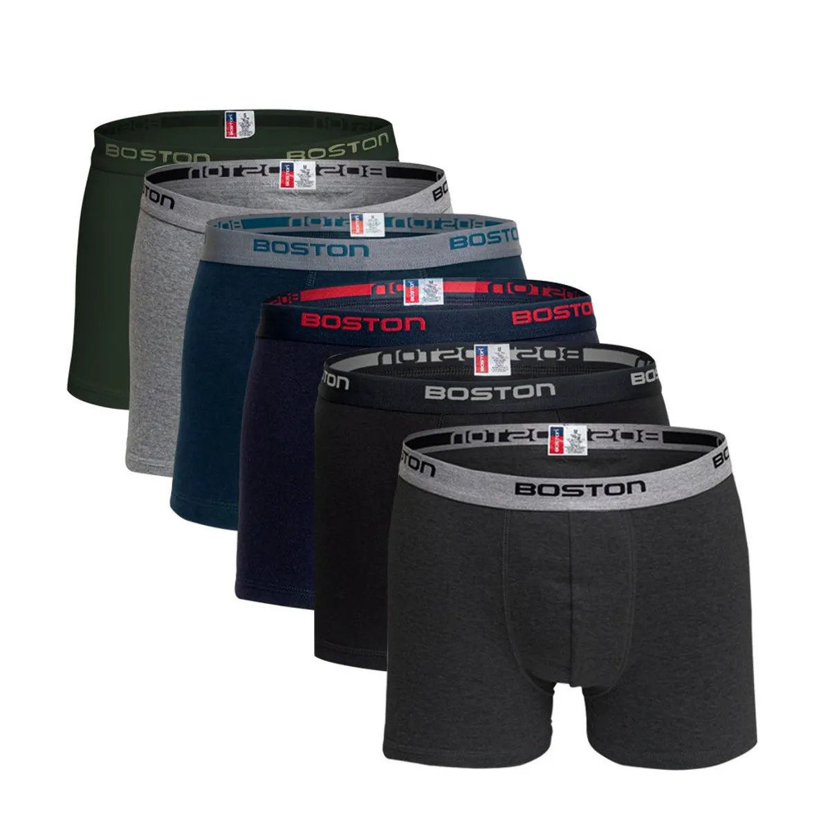 BOSTON - Pack X6 Bóxer Boston Corto Multicolor Algodón