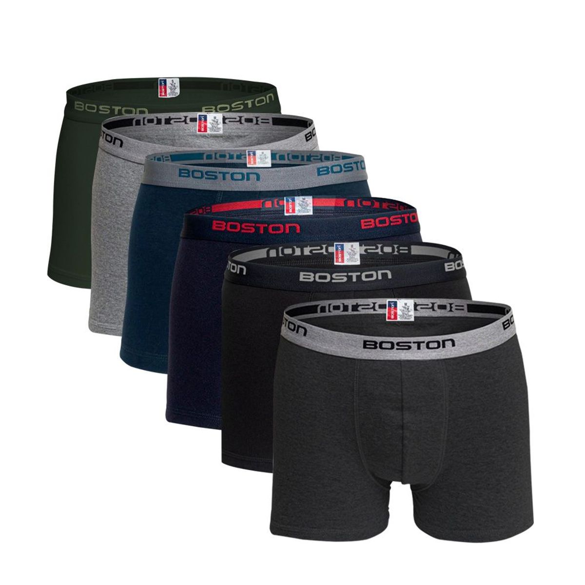 BOSTON - Pack X6 Bóxer Boston Corto Multicolor Algodón
