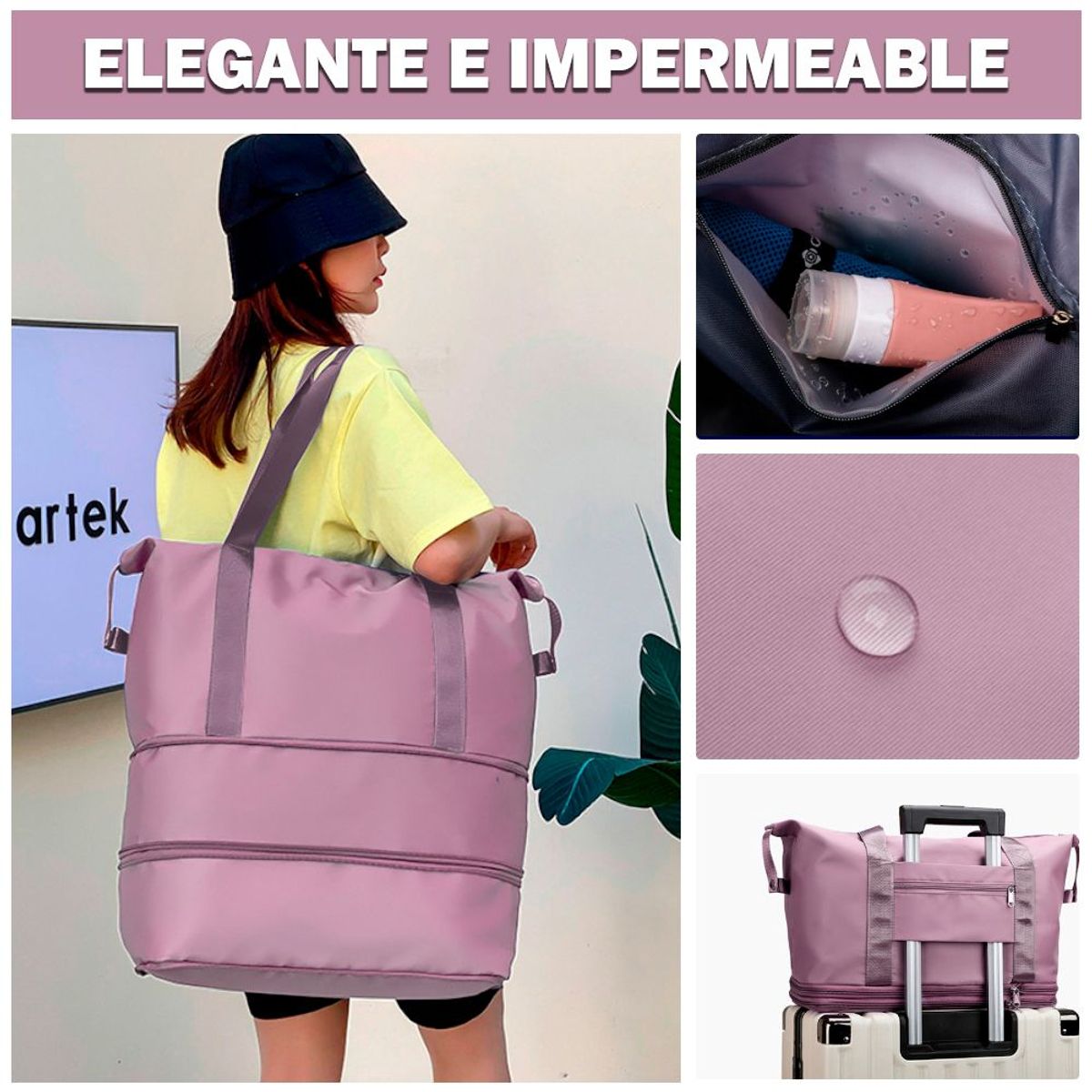 SASHIJA - Bolso de Viaje Cartera Expandible 2 Tiempos Impermeable S64 Palo RS