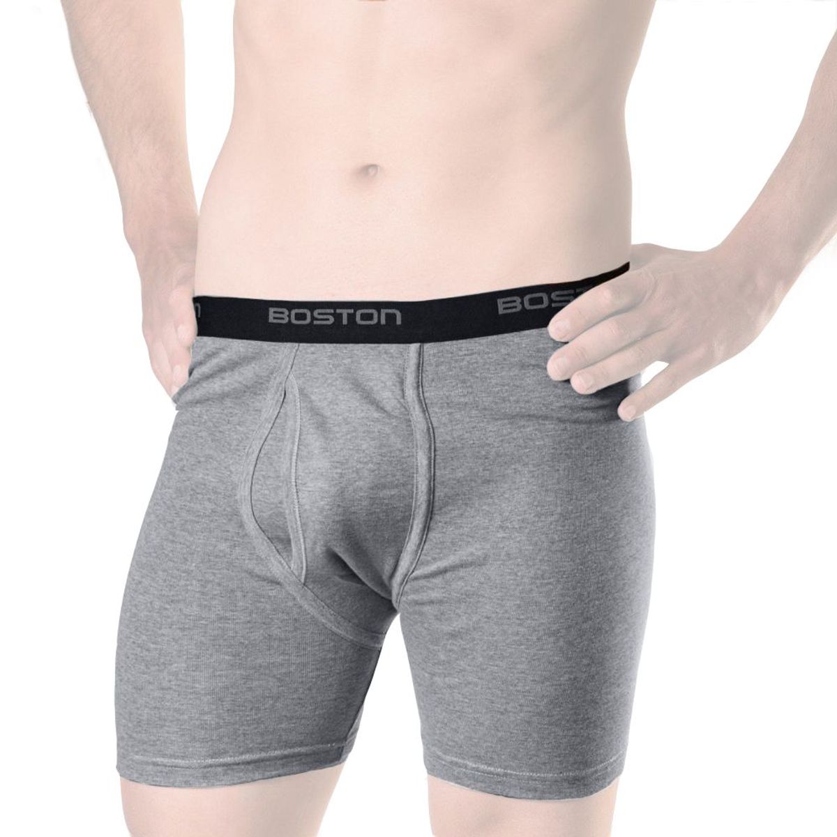 BOSTON - Bóxer Boston Largo Elástico Visible Plomo Claro