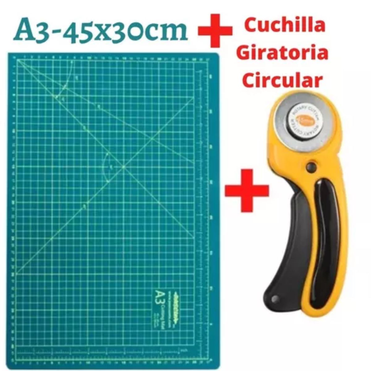 GENERICO - Base De Corte A3 Tabla Corte Mas Cuchilla Giratoria Circular