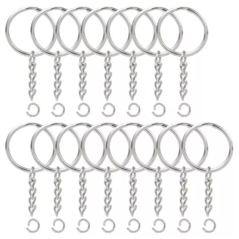 GENERICO - 100 Argollas Aros Llavero 2.5cm Resina Manualidades Cadena
