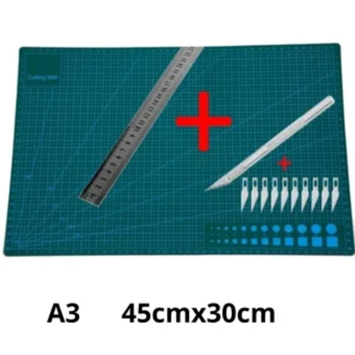 GENERICO - Base Tabla Tablero De Corte A3 45 X 30 Cm + Regla + Bisturi