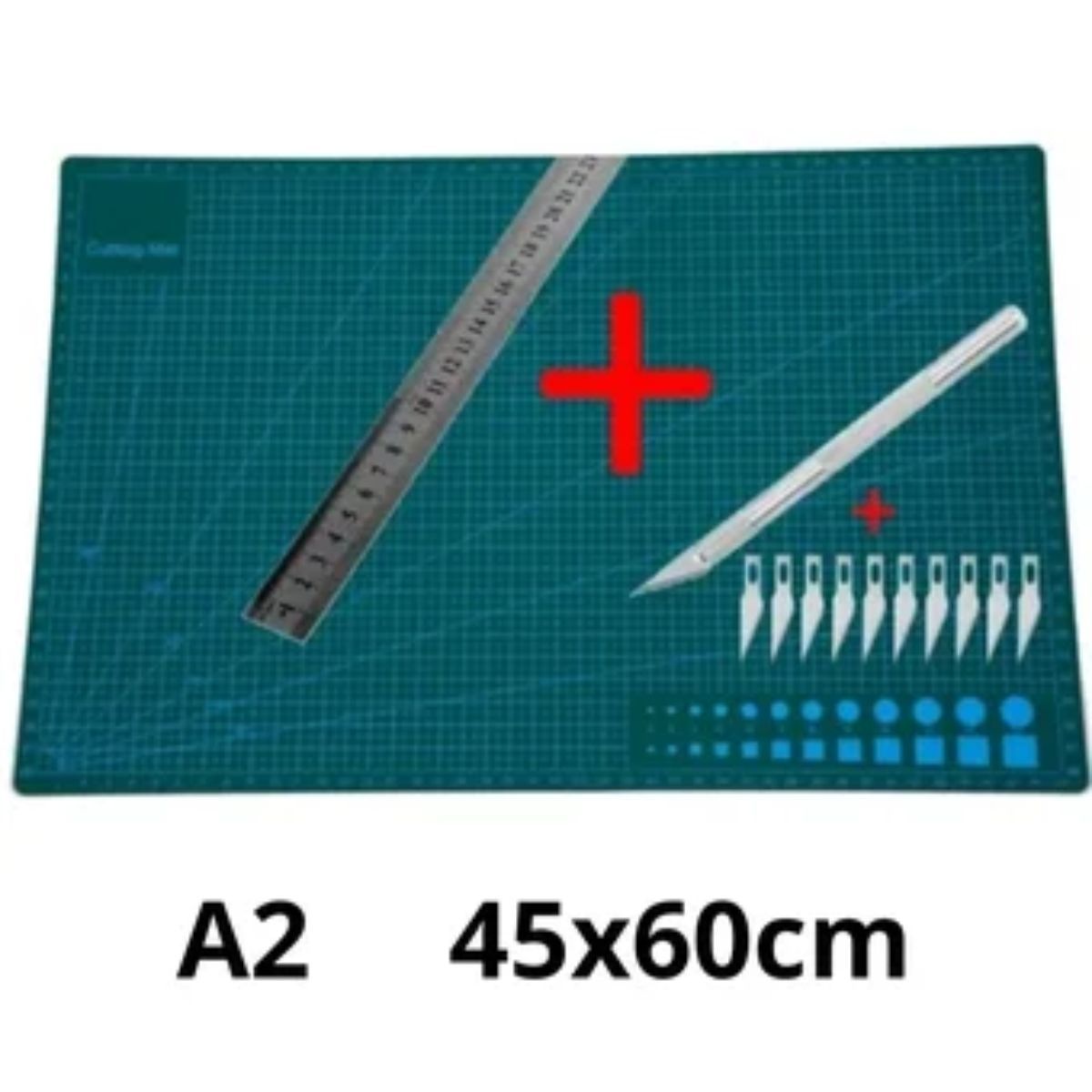 GENERICO - Base De Corte Tapete Tabla A2 60x45 Mas Cutter Bisturi 13 Pz