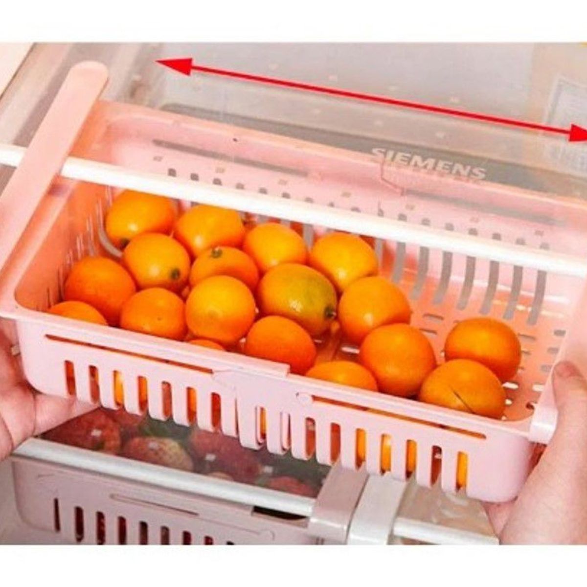 GENERICO - CESTA ORGANIZADOR AJUSTABLE PARA REFRIGERADOR  ROSADO