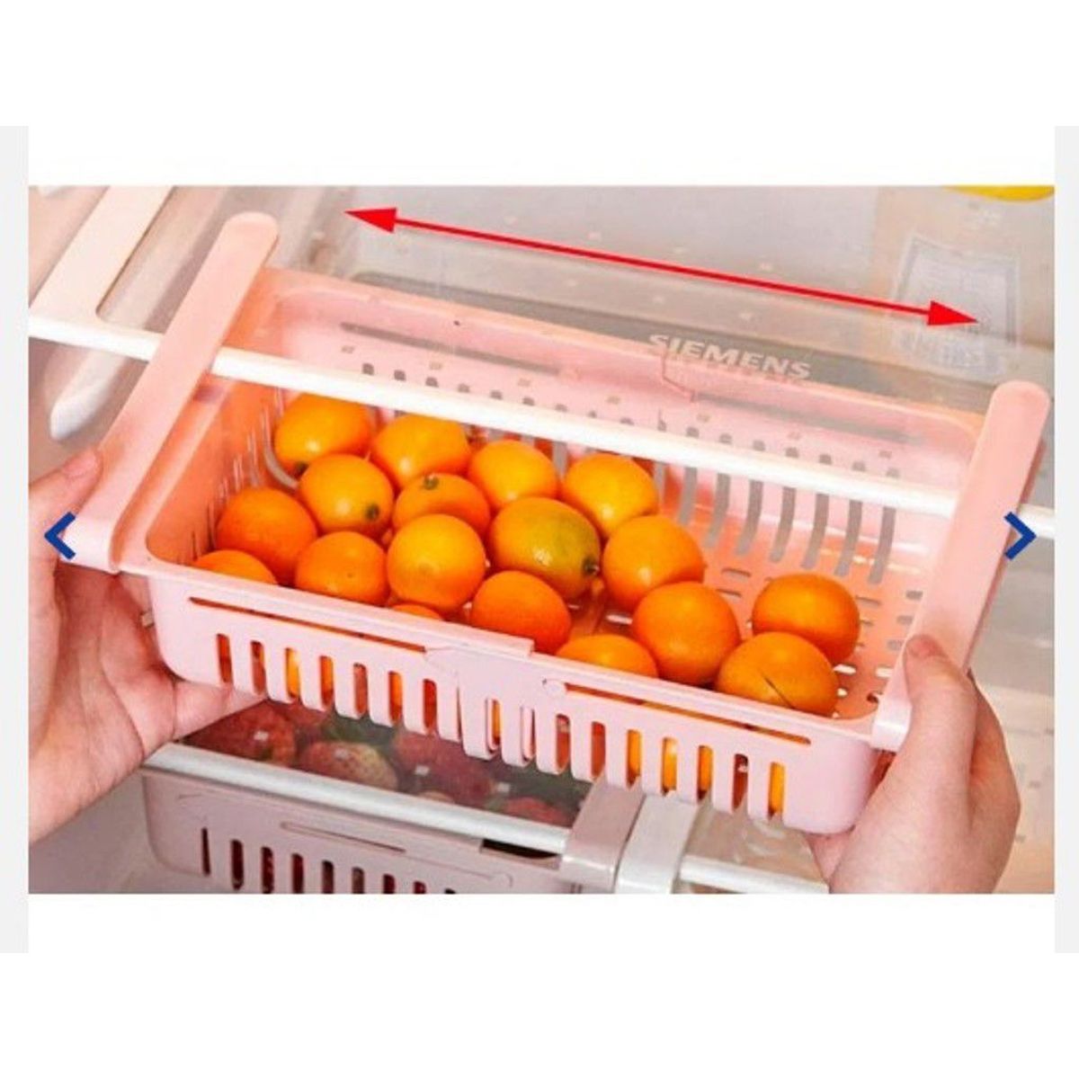 GENERICO - CESTA ORGANIZADOR AJUSTABLE PARA REFRIGERADOR  ROSADO
