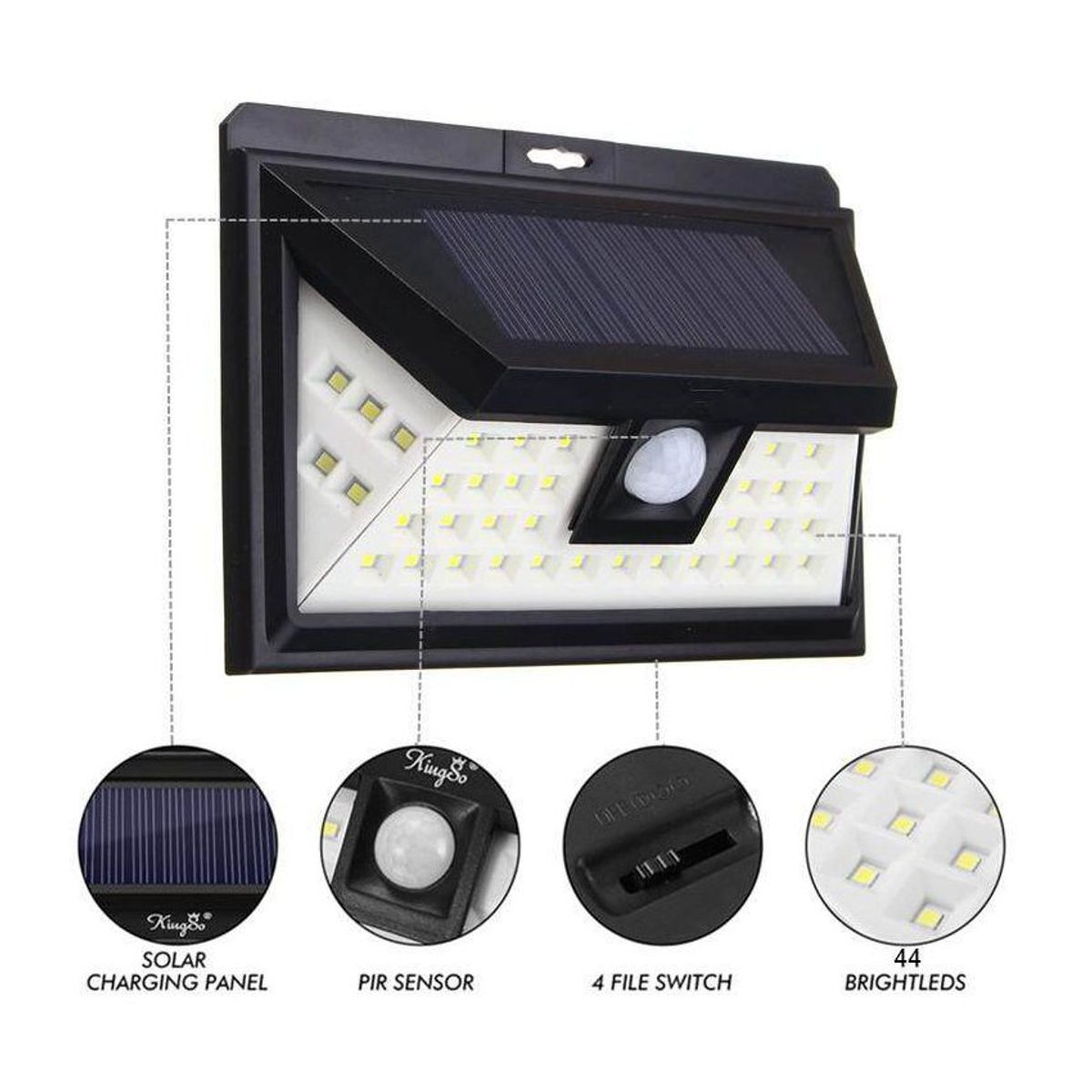 GENERICO - Lámpara ledcon  sensor de movimiento  energía solar de 44 led -