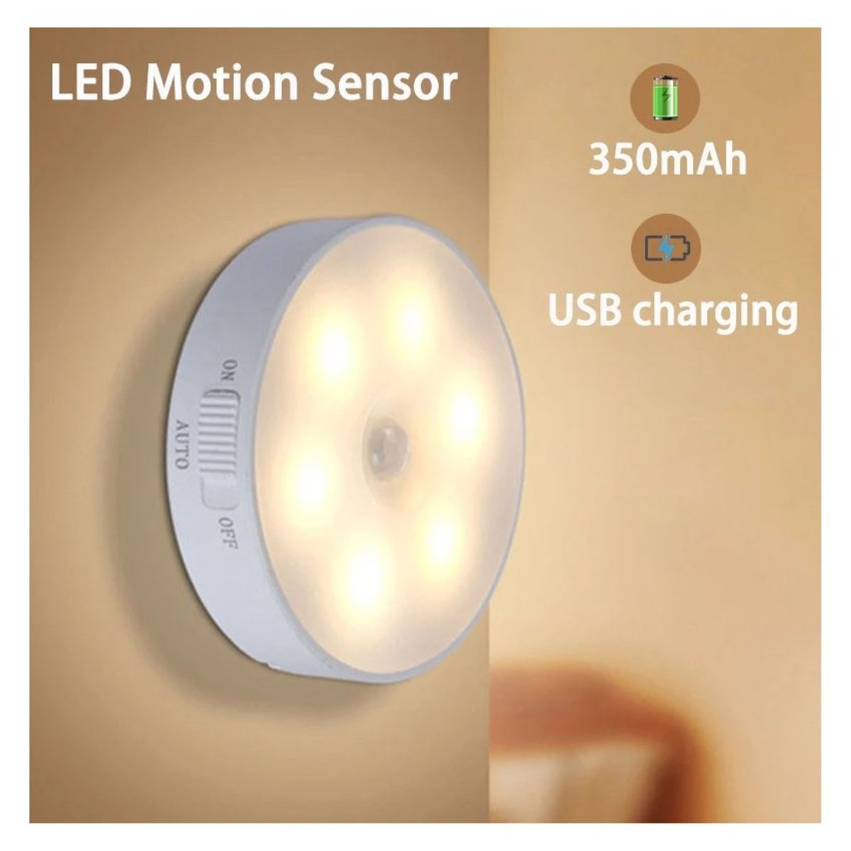 GENERICO - Luz led inteligente reflector sensor de movimiento noche recargable