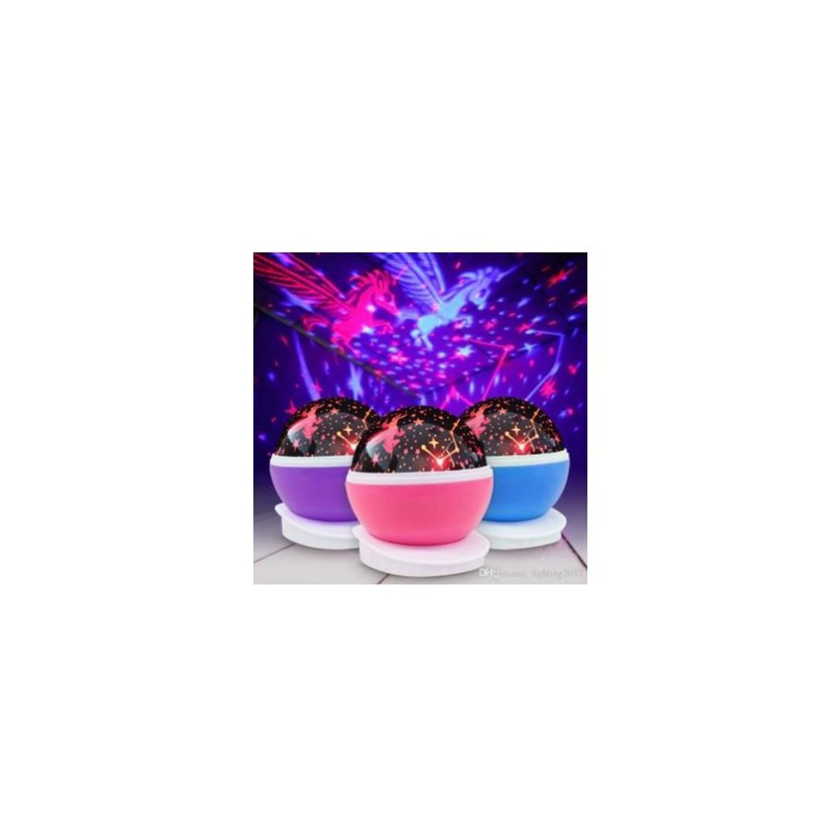 GENERICO - Lampara proyector estrellas-lunas giratorio-unicornio