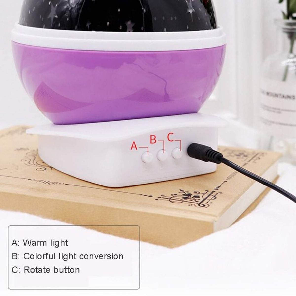 GENERICO - Lampara proyector estrellas-lunas giratorio-unicornio